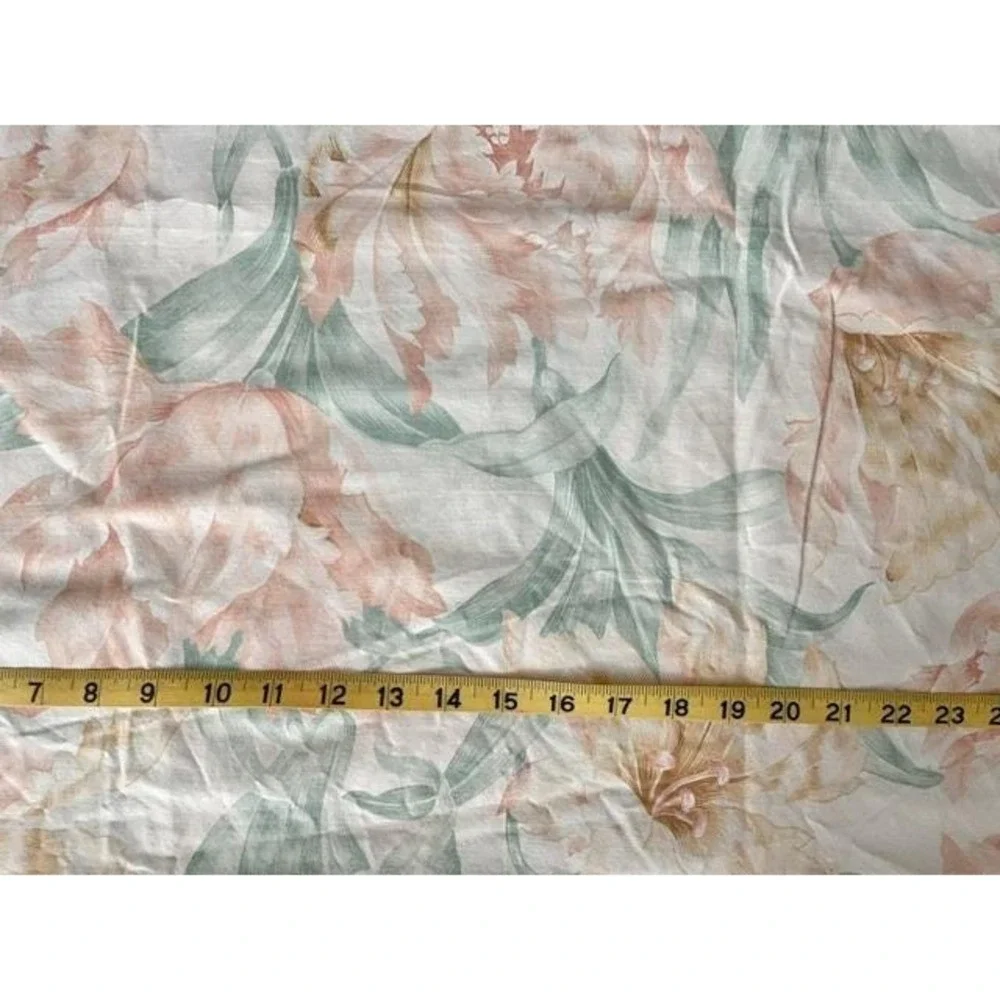 Vintage Full Size Flat sheet with peach and green large floral Westpoint Stevens